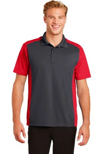 Sport-Tek Mens Colorblock Micropique Sport-Wick Polo Grey/Red 4 Sport-Tek Mens Colorblock Micropique Sport-Wick Polo Grey/Red - Image 2