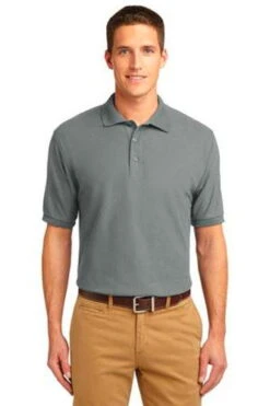 Port Authority Mens Silk Touch Polo Shirt Cool Grey