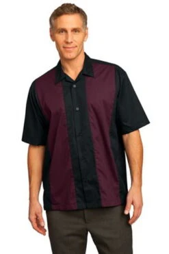 Port Authority Retro Camp Shirt Black/Burgundy