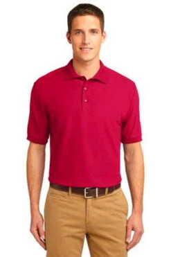 Port Authority Mens Silk Touch Polo Shirt Red