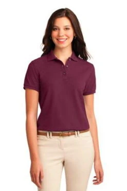 Port Authority Womens Silk Touch Polo Shirt Burgundy